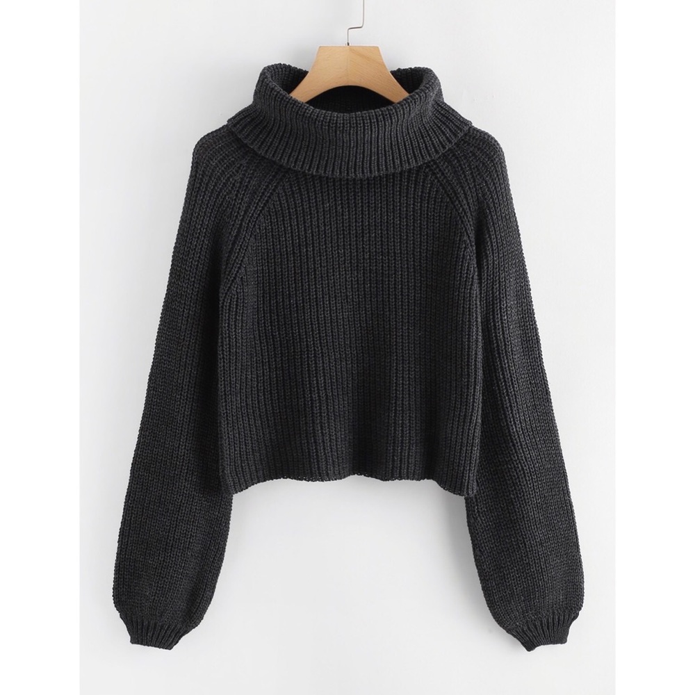 Dark grey, cropped sweater